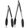 2Pcs Silicone Kitchen Tongs BBQ Clip Stainless Steel Handle Salad Bread Food Serving Tongs Non-Stick Barbecue Grilling Lock Tong