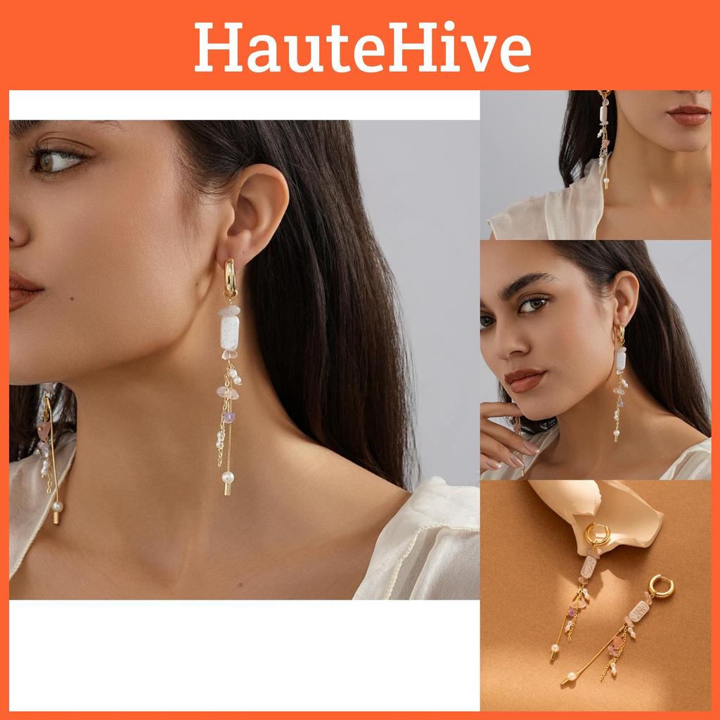 Chic Geometric Gold-plated Earrings With Imitation Pearl Perfect For Winter 2023