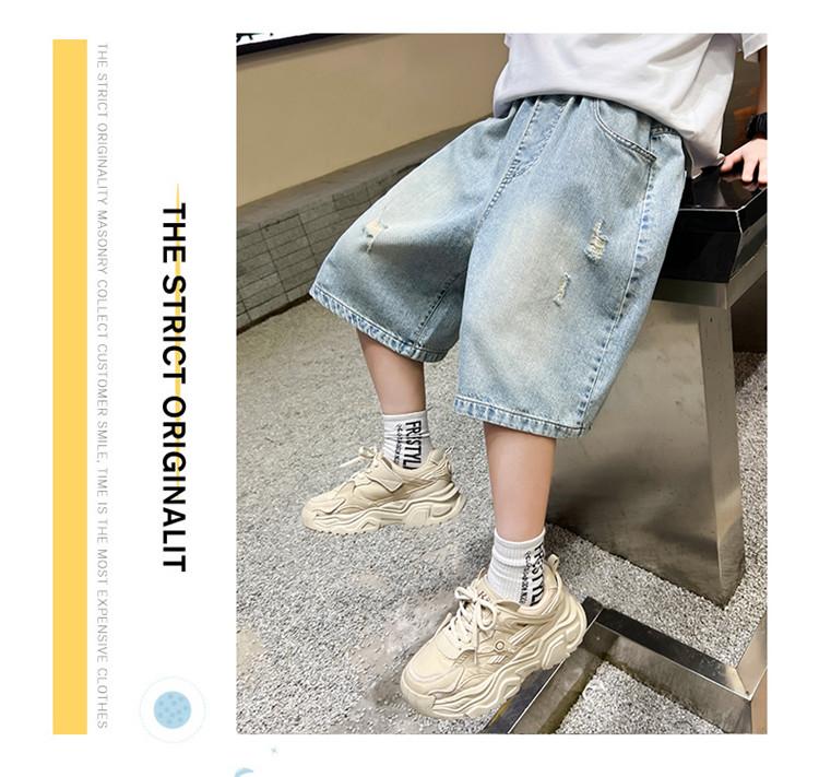 Boys' shorts summer clothes 2026 new item, mid size boys' summer denim cropped pants, boys' versatile pants