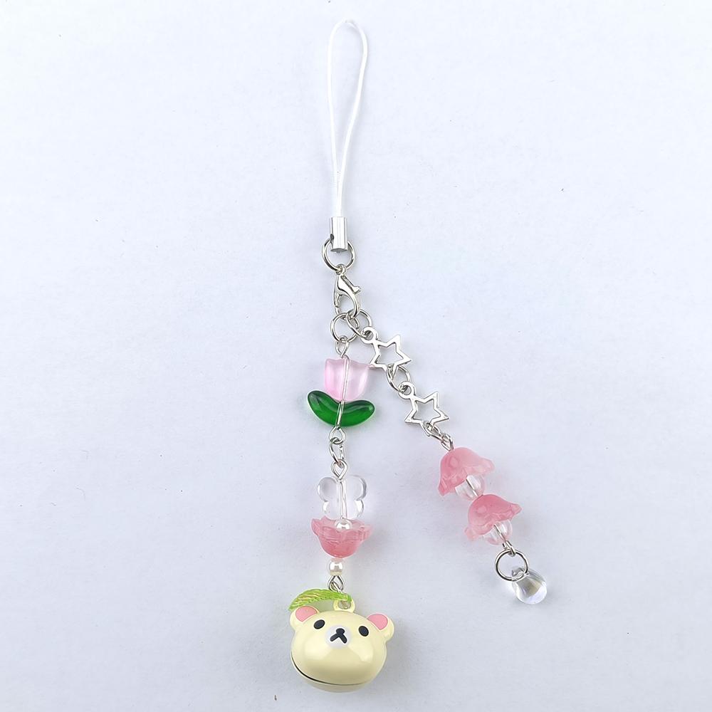 Kawaii Rilakkuma Easy Bear Phone Rope Chain Keyrings Lazybear Doll Keychains Bag Key Pendants Gift