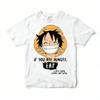 Men and Kids One Piece Luffy Anime T-Shirt White Cotton Graphic Tee Quote Design Soft Casual Wear for Otaku Campus Daily Outfit