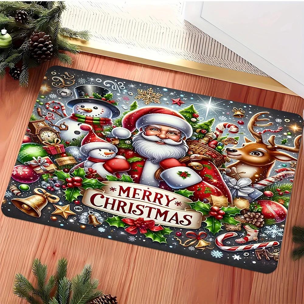 

Winter Christmas Ritual Sense: 1 Santa Claus Doormat, Indoor and Outdoor Front and Back Doors Instantly Become Festive Scenes 40x60cm