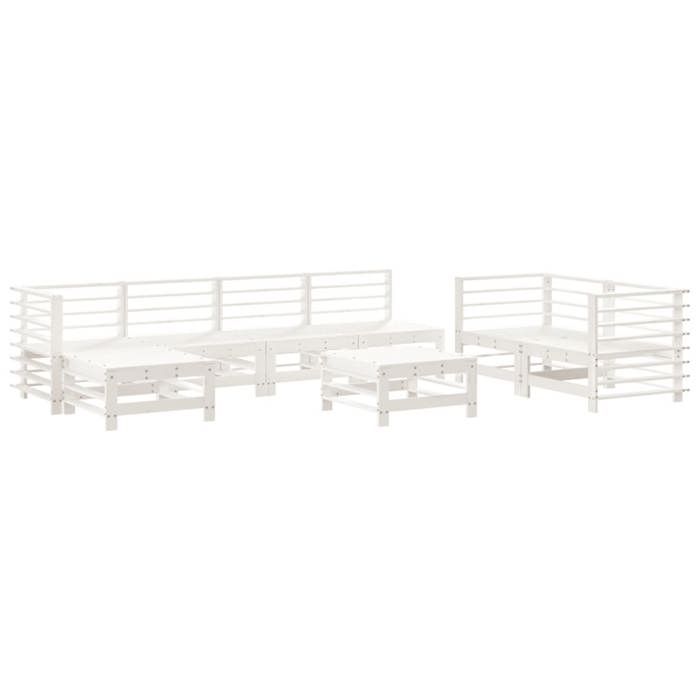 VidaXL Salon de Jardin 8 pcs, Canapés avec Repose-pied, Ensemble de Meubles avec Table Basse Patio Terrasse, Rustique, Blanc 3186579