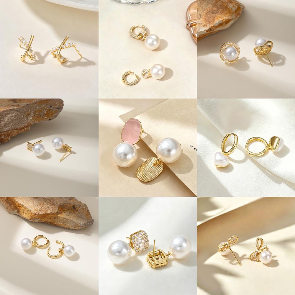 Gold-Plated Silver Needle Freshwater Pearl Flower Earrings - Elegant French Light Luxury for Women