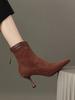 Fashion Winter New Brand Women Short Boots Fashion Pointed Ladies Elegant Ankle Boots Thin High Heel Dress Pumps Zapatos De Mujer