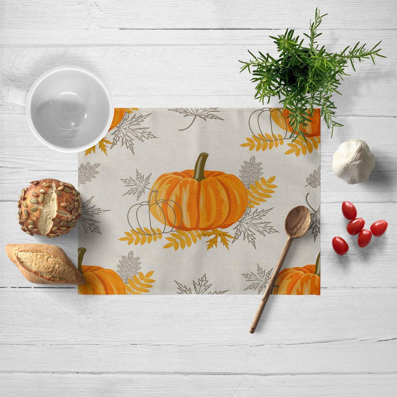 

Салфетка из льна с принтом ко Дню благодарения, праздничная декоративная салфетка