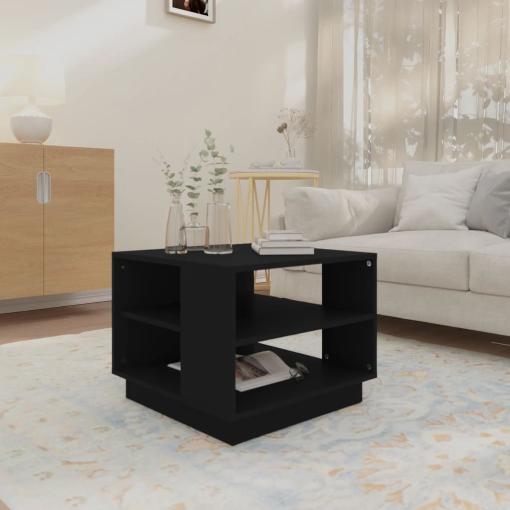  Coffee Table, Black, 55x55x43 Cm, Wood-based Material