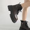Vintage Platform Women Motorcycle Ankle Boots Fashion Lace Up Shoes Autumn Winter Thick Heel Ladies Short Booties
