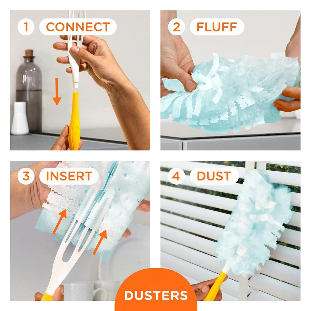 1 handle with 3 counts Electrostatic Dust Duster Set with Disposable Replacement Cloths,Handheld Multipurpose Dusting