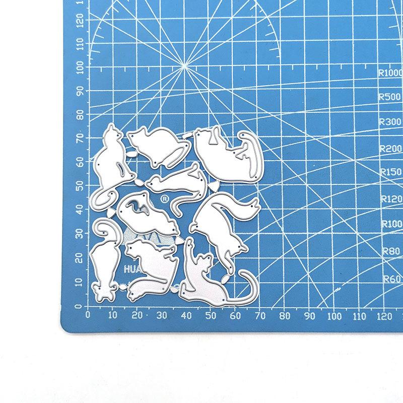 Nouă pisici drăguțe model metal tăiat matrițe artizanat ștampile în relief pentru realizarea de carduri decor Scrapbooking șablon