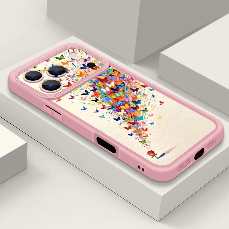 Pink Butterfly Case For iPhone 17 Pro Max Case iPhone 16 15 14 13 Pro Max 11 17e 16e Shockproof Bumper Soft Silicone Phone Cover Cases