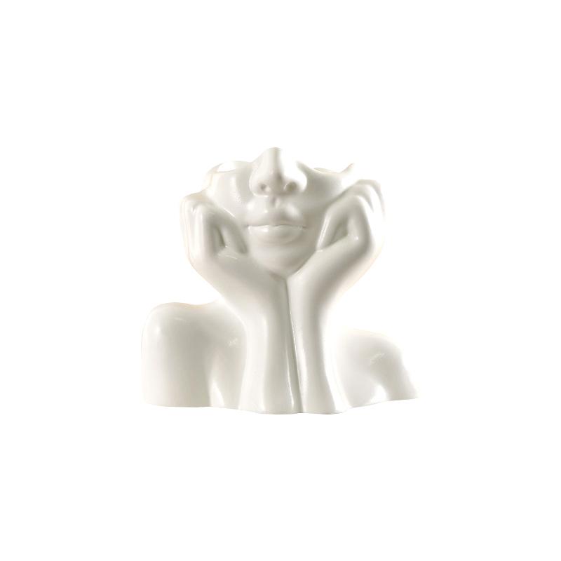 Ins Nordic Style Vinyl Vase Thinking Girl Shaping Art Flower Planter Personalized And Creative Decor Handicrafts Ornament