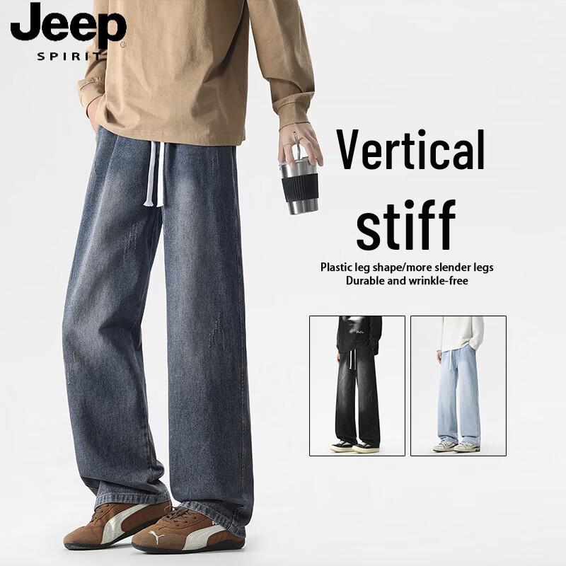 JEEP SPIRIT Men s Retro Loose Straight-Leg Jeans 3XL