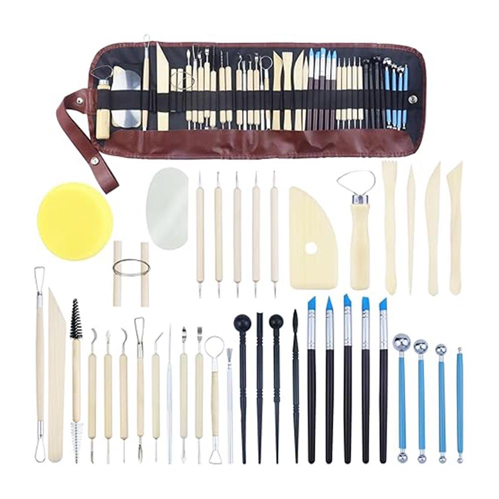 61-Piece Polymer Clay Tool Set for DIY Pottery, Carving & Embossing