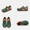 Johnature Genuine Leather Mixed Colors Sandals Round Toe Hollow Retro Style Women's Shoes