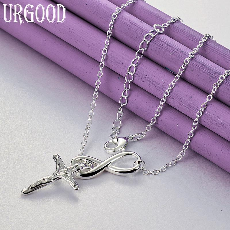 925 Sterling Silver Cross Pendant Necklace Wedding Charm Jewelry