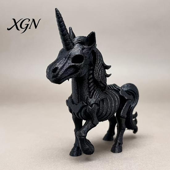 Dark Fantasy Wohnkultur 3D Gedrucktes Pferde Skelett Ornament, Hörner Knochen Statue, Kreatives Gruseliges Innenraum Ornament PLA Handwerk für Halloween Und Spuk