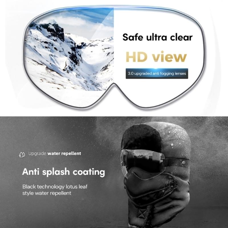 Winter Warm Ear Flap Caps Trapper Hat with Face Cover & Goggles Windproof Hat for Skating Skiing Outdoor Activities