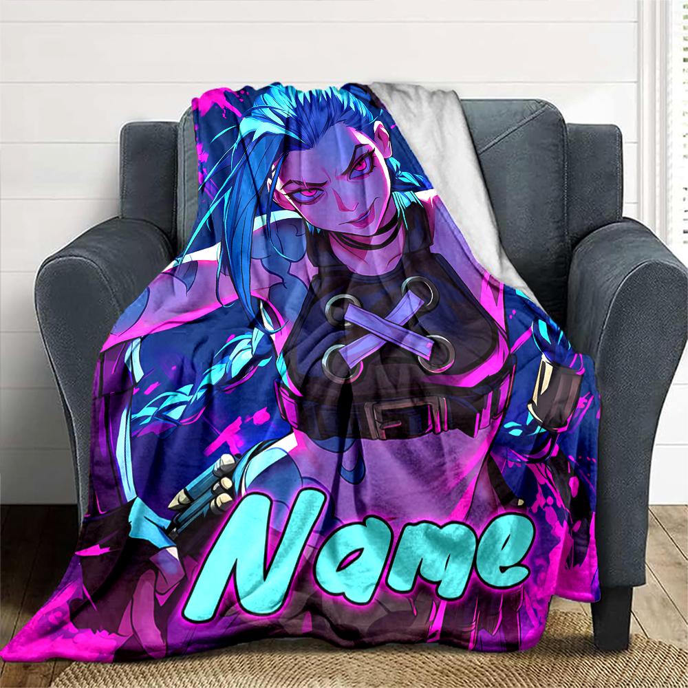 Customiz Name Personality League of Legends Jinx Blanket Soft &Warm Sofa Office Bed Travel Lunch Break Blanket, Gift Suitable All Seasons