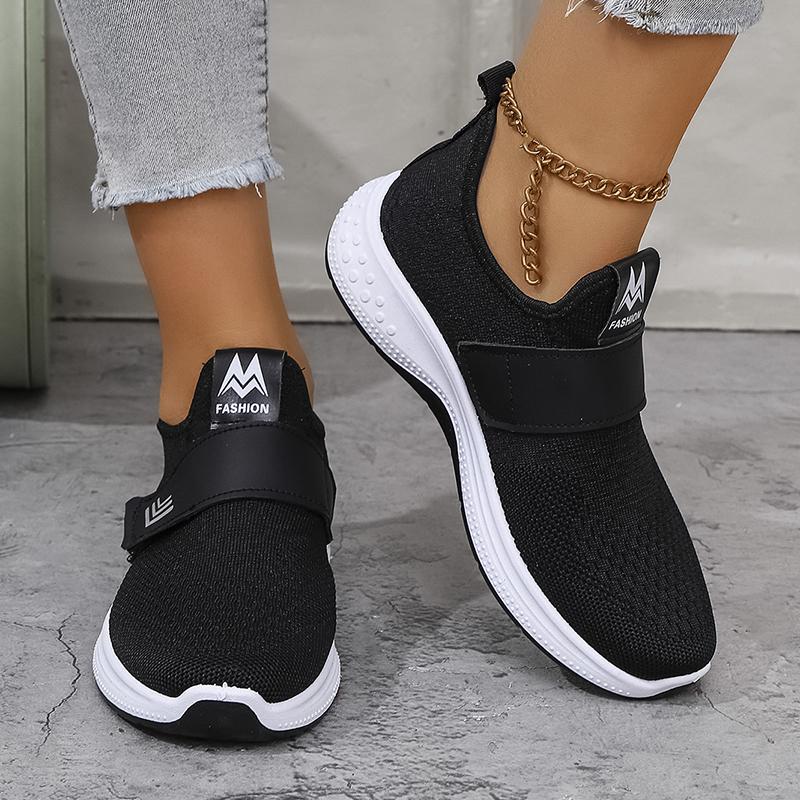 Spring Autumn Breathable Running Shoes Women Comfortable Non Slip Thick Sole Sneakers Woman  Slip On Black Sports Shoes