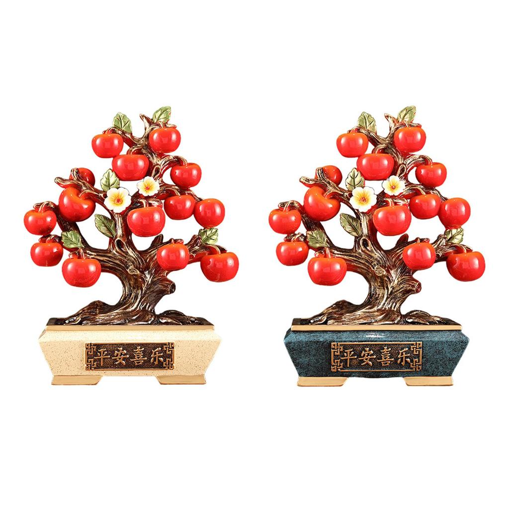 Persimmon Resin Statue Holiday Table Centerpiece Collectible Chinese Lucky Decoration for Home Farmhouse Party Festival Cabinet