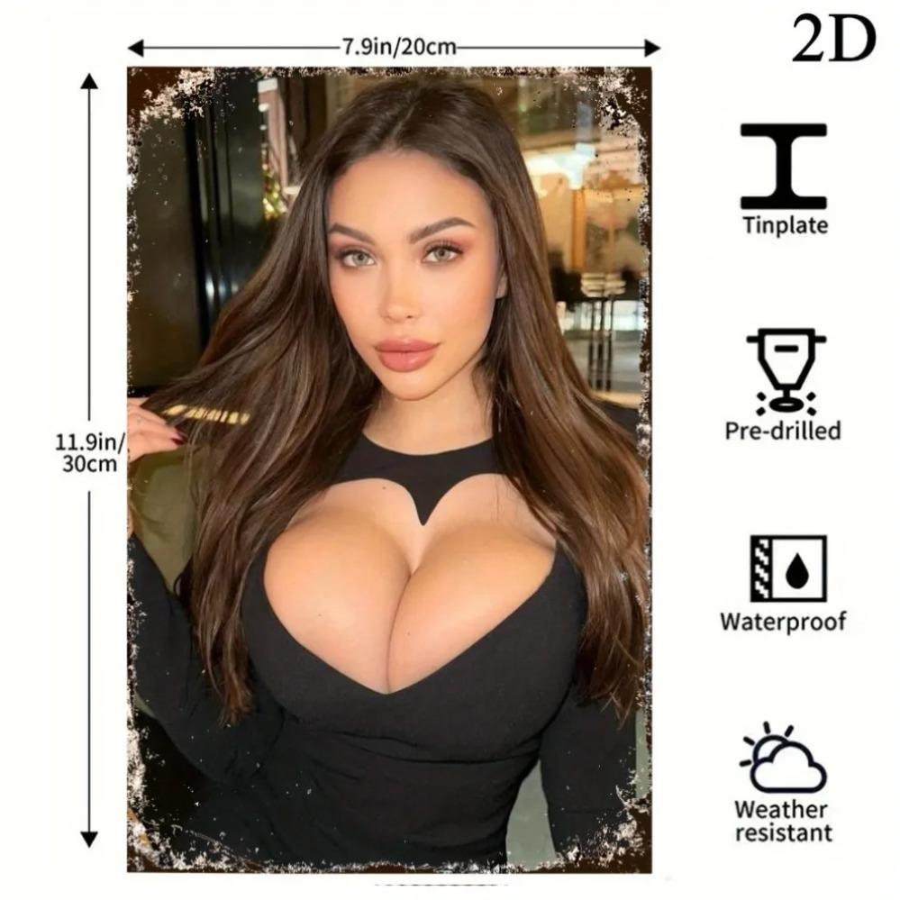 Heart Metal Wall Art Decor - 7.9x11.9 Inch 2D Love Design Durable Easy To Hang Home Bedroom Cafe Office Bar Gift