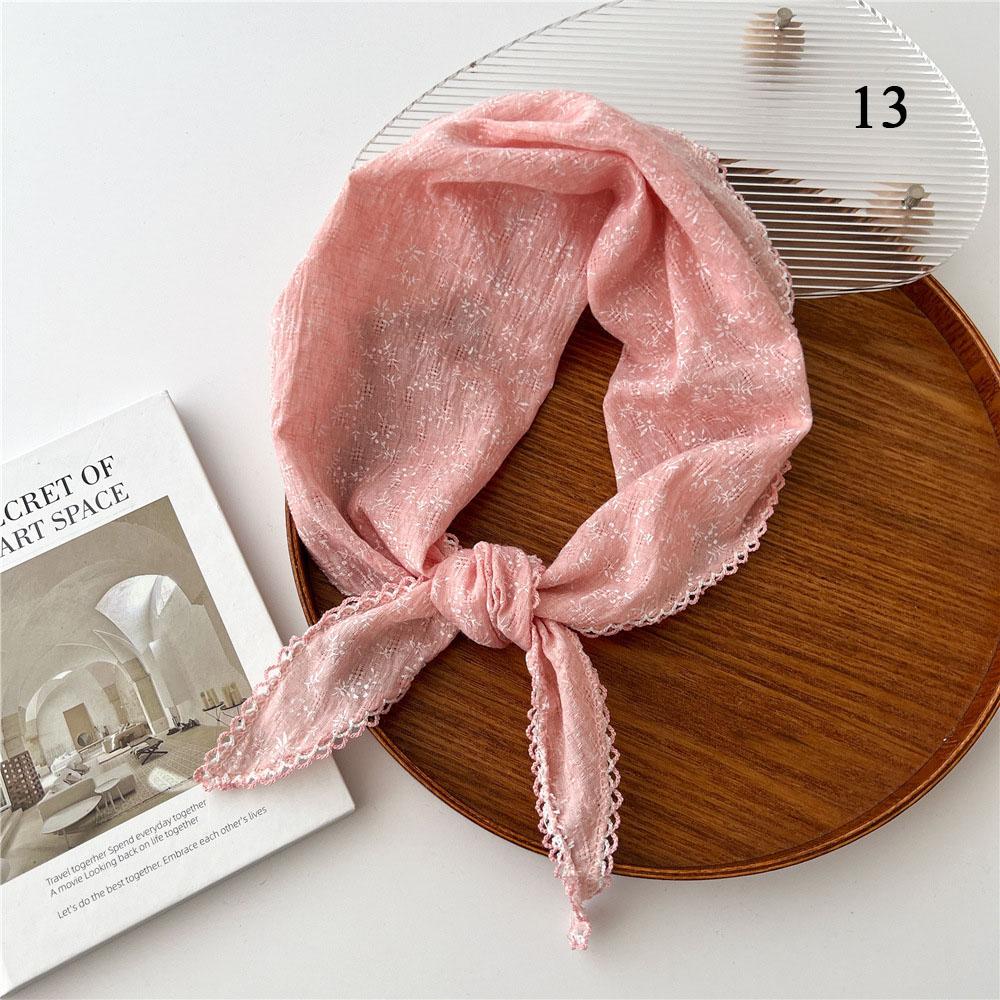 Scarf Women Cotton Linen Neck Head Scarves Headscarf Small Shawl Small Flower Thin Neckerchief Triangle Scarf Hair Scarf INS
