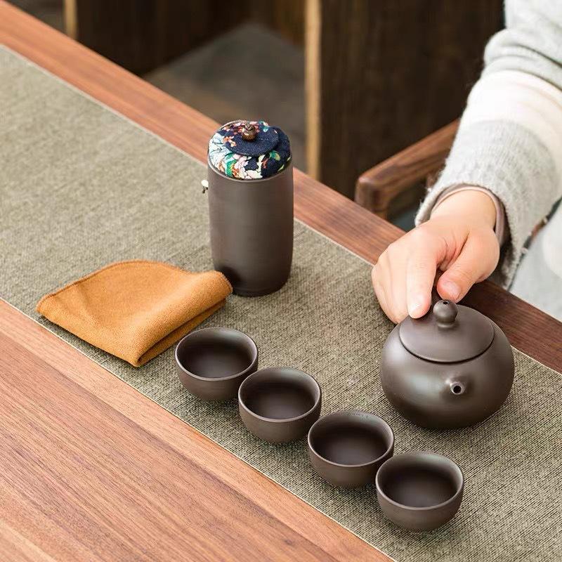 Travel and Travel Tea Set, a Complete Set of Four Cups of Gifts, Purple Sand Outdoor Storage Bag, a Small Set, a Full Set of Express Cups.