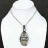 Prehnite, Moonstone Gemstone Copper Wire Wrap Jewelry Pendant 3.35"