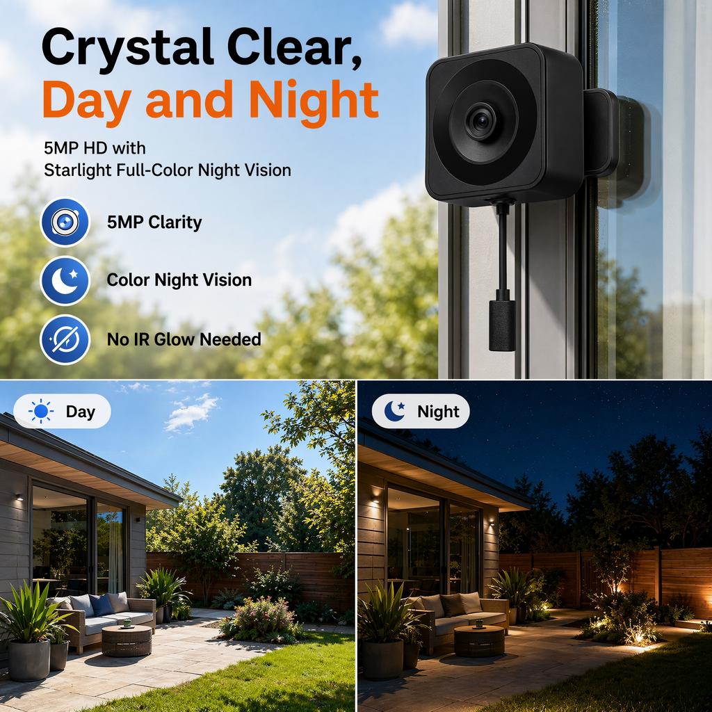 Window Camera LED Digital Clock Display High-definition 5MP 5G WIFI Camera Two-way Intercom Motion Detection TUYA APP Security Camera