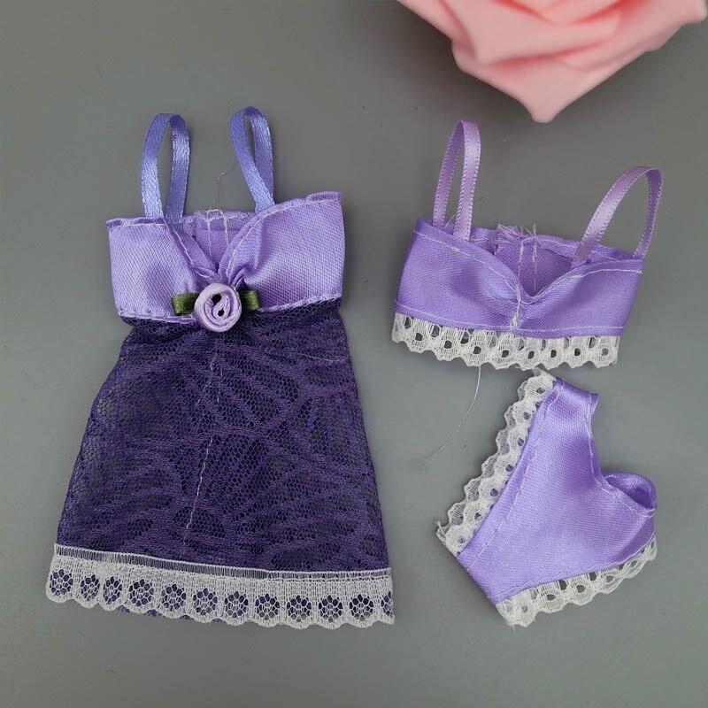 

Фиолетовая сексуальная пижама, нижнее белье, ночное белье, кружевное ночное платье + бюстгальтер + нижнее белье, одежда для куклы Барби, платья, подарок для девочки фиолетовый