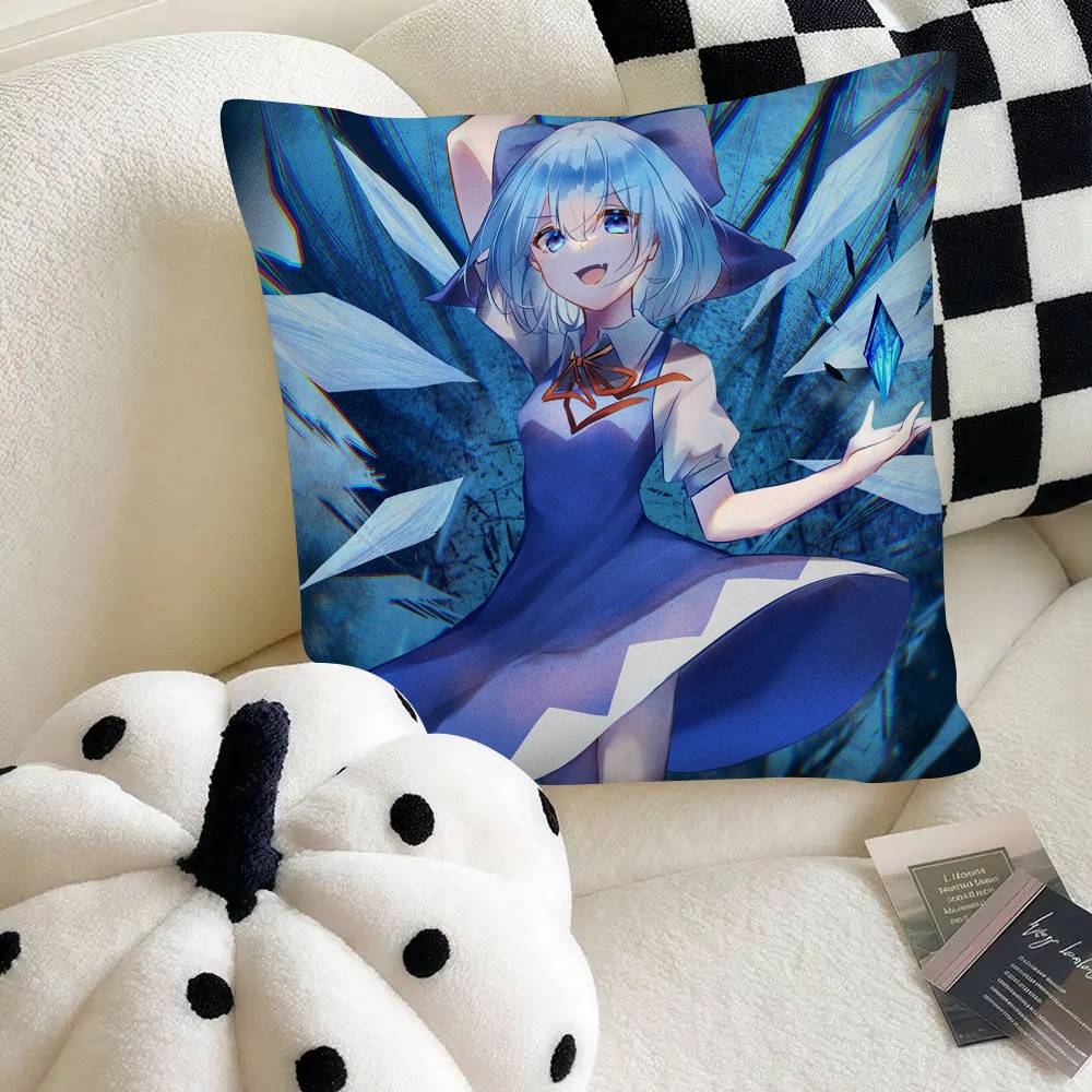 Touhou Project Cirno Cute Girl Pillow Case Square Pillow Bedroom Sofa Leisure Comfort Cushion Car Home Decoration