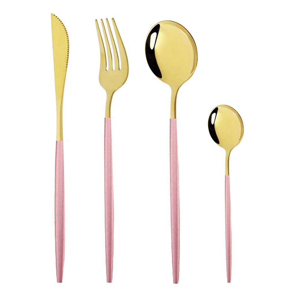 Gold Western Geschirr Geschirr Dessert Messer Gabel Kaffee Löffel Teelöffel Stahl Besteck Set Edelstahl Hause Abendessen Set