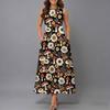 Women Plus Size Sleeveless Crew Neck Dress Watercolor Floral Printed Loose Midi Dress For Vacation Daily Wear