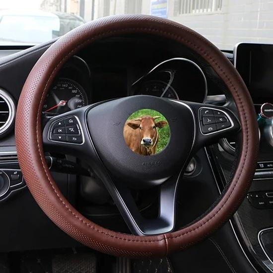 Universal 38cm Car Steering Wheel Cover Genuine Leather Braid For Steering Wheel 15in Cowhide Car Steering Wheel Wrap Soft Cool