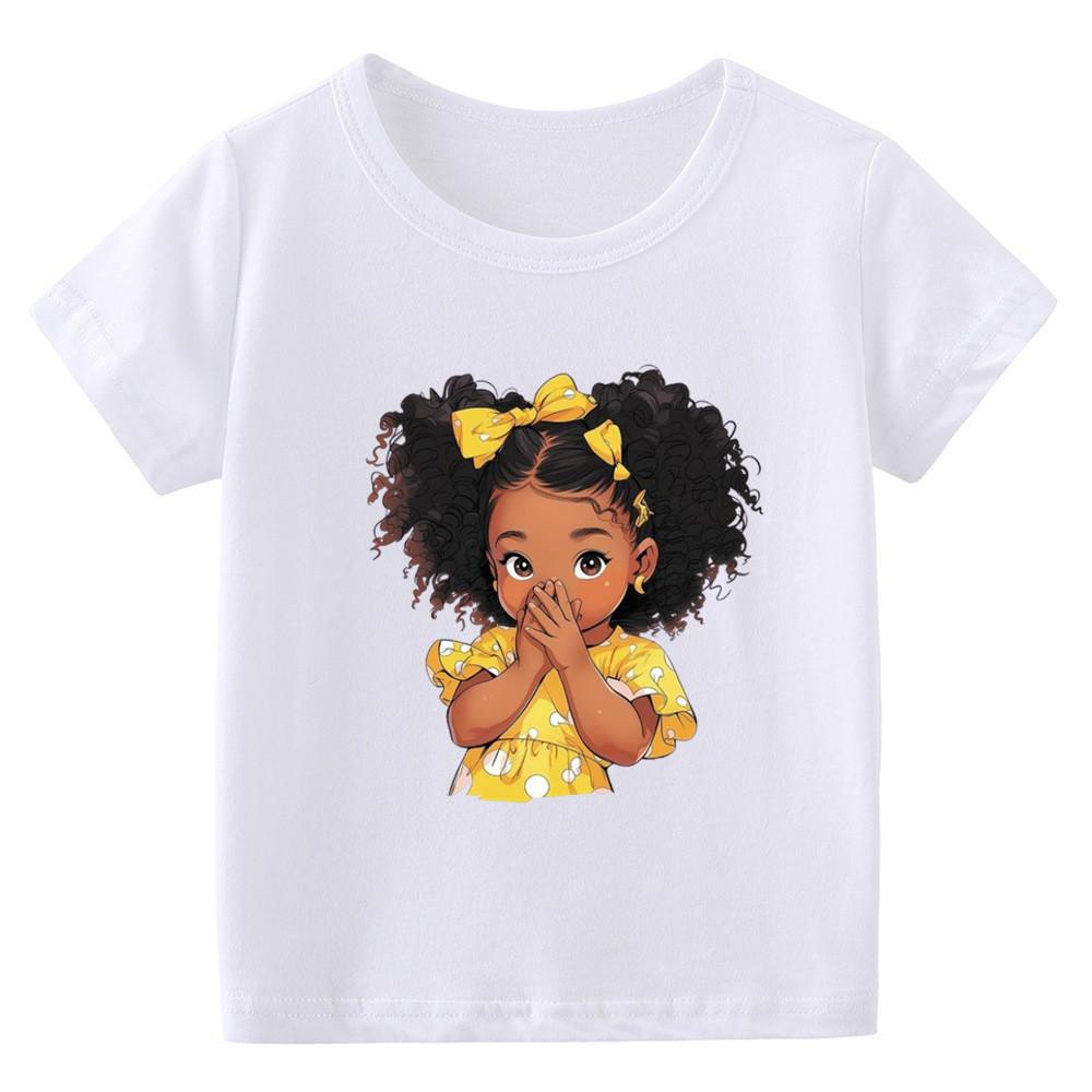 2026 New Childrens Tshirt Cartoon Personality Print Pure Cotton Round Neck Parentchild Short Sleeved Summer Boys and Girls
