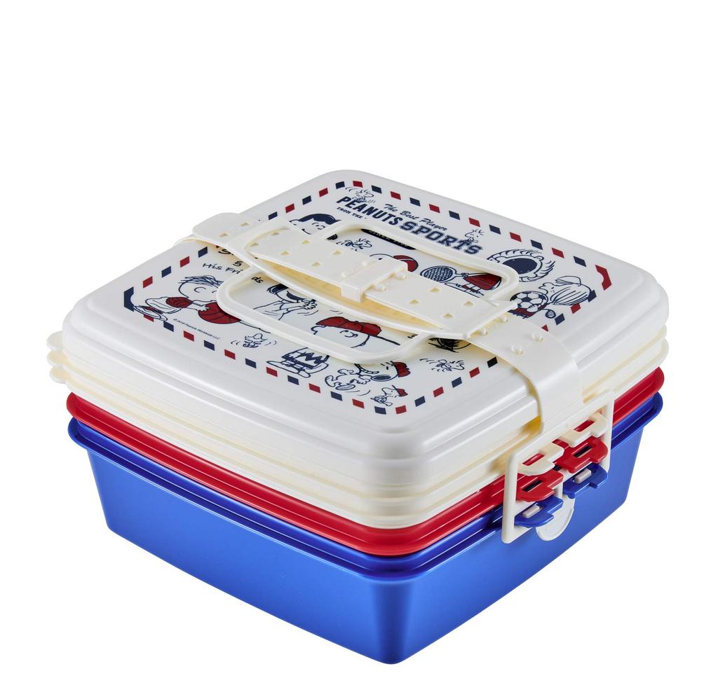Snoopy Stackable Picnic Case Square 3 Tier Sports L 6862 T-WORLD "Peanuts Sports"