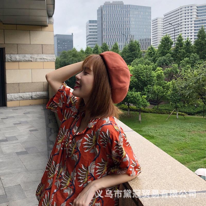 Autumn and winter three-dimensional beret women's versatile pumpkin hat British painter hat literary retro bud hat