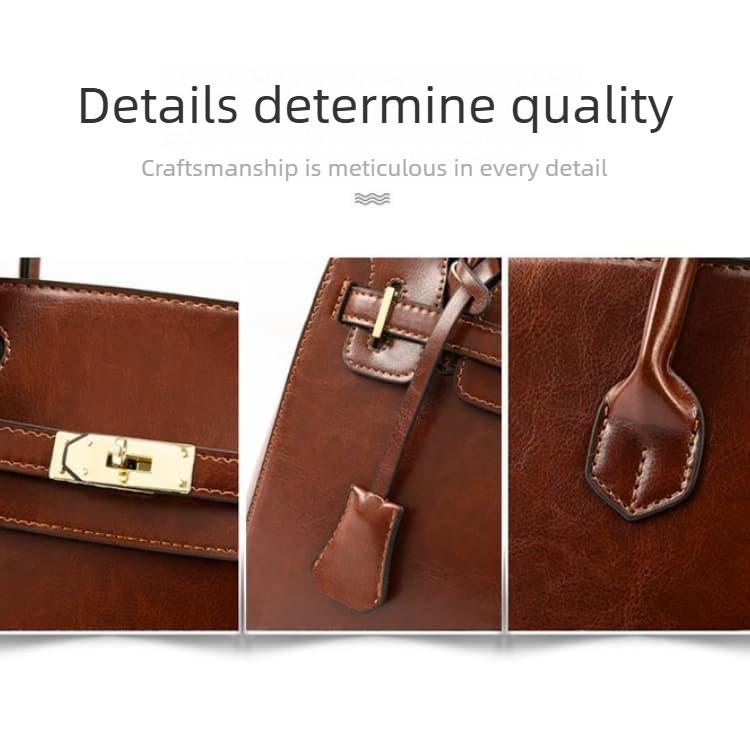 Vintage-Tragetasche mit Schloss, Damen-Schultertasche