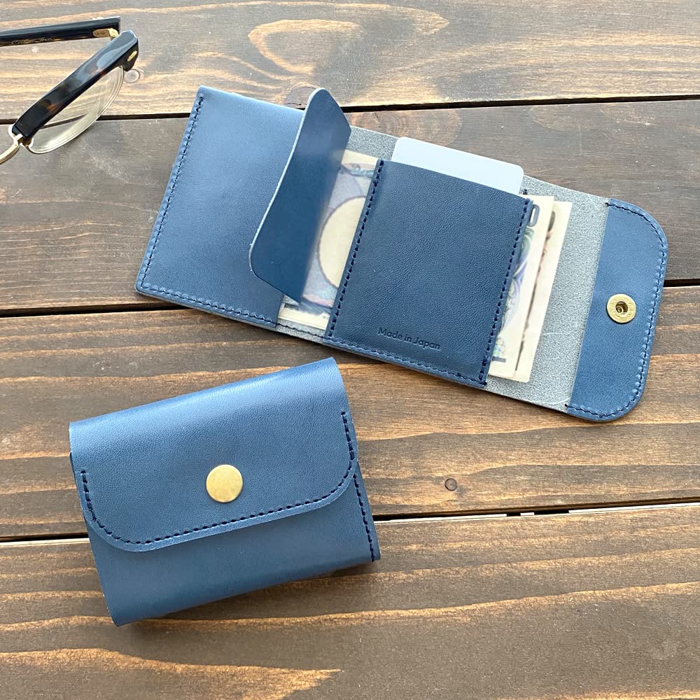 In Wallet Trifold Coin Purse Mini Wallet Small Thin Compact Small Card Holder Tochigi Leather Genuine Leather Leather M002NV [Made Japan] Men's