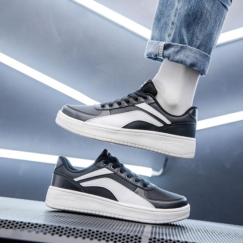 New LiNing Anti Slip Wear Resistant Low Top Skateboard Shoes Men's Black White AGCP335-9