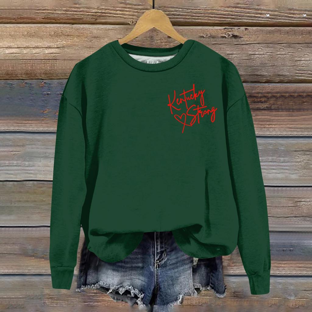 Women's Printed Round Neck Long Sleeved Loose Fitting Long Sleeved Casual Long Sleeved Top Hoodie