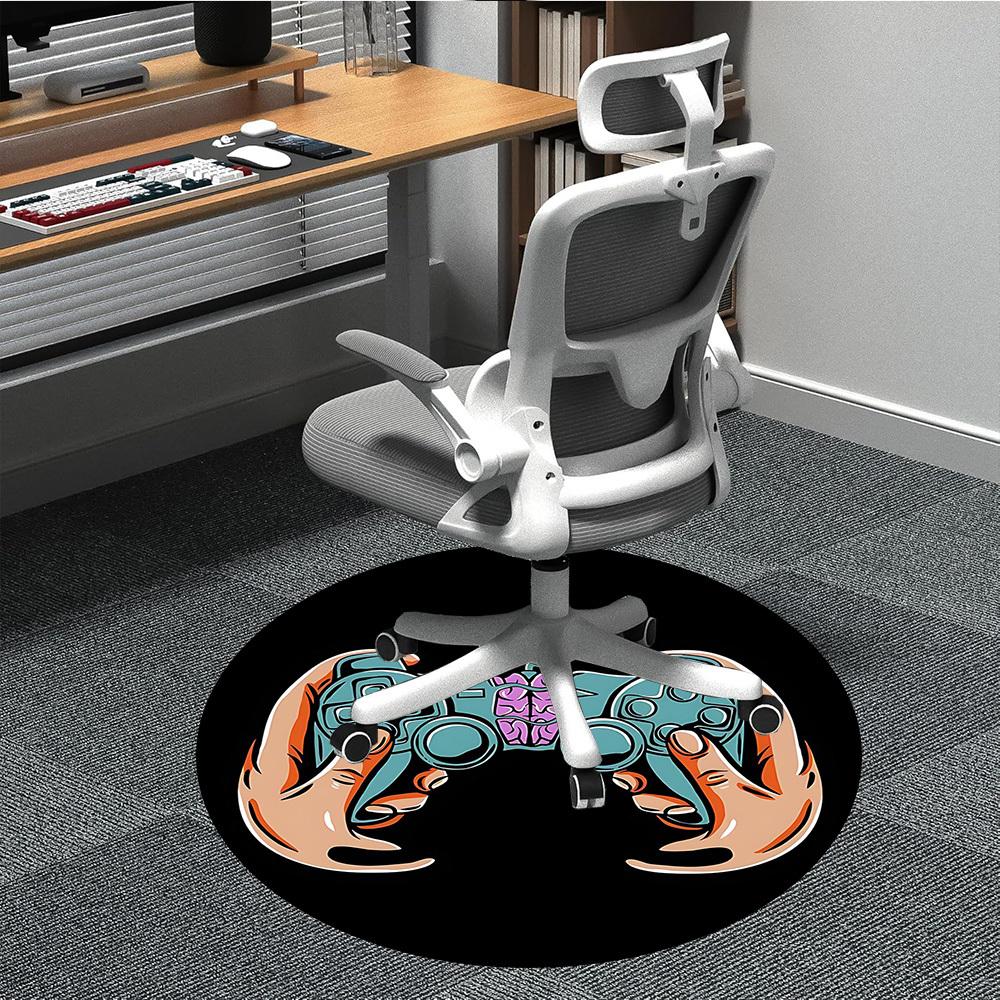 1PC Gamer Controller Office Round Area Rug, Mat Suitable For Office, Under Office Chairs Bedroom Living Room Home Decor, Room Deco