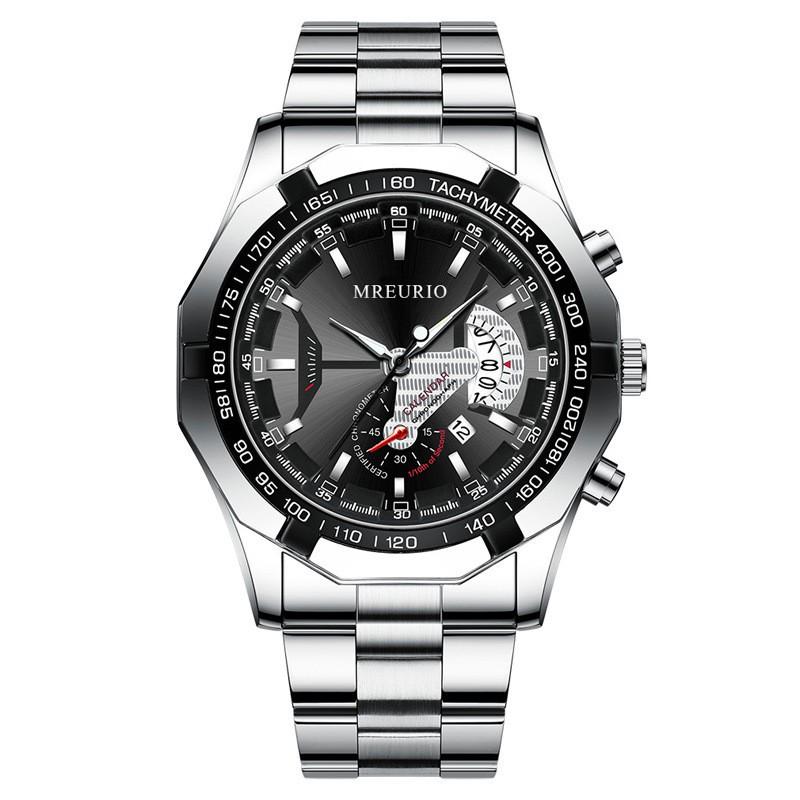Men's Oversized Creative Calendar Steel Band Watch with Large Dial