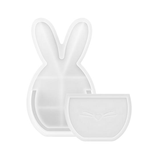2Pcs Easter Bunny Mold DIY Rabbit Basket Silicone Casting Mold Easy Demolding Soap Mold 3D Easter Decoration