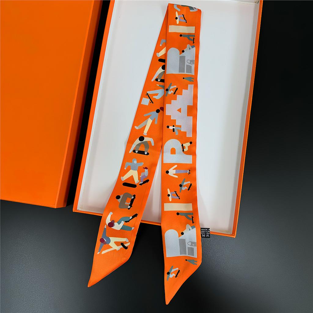 Gorgeous Saddle Twill Silk Scarf Women Fashion Scarf Luxury Skinny Bag Scarves Brand Design Foulard  Neckerchief Hair Headband
