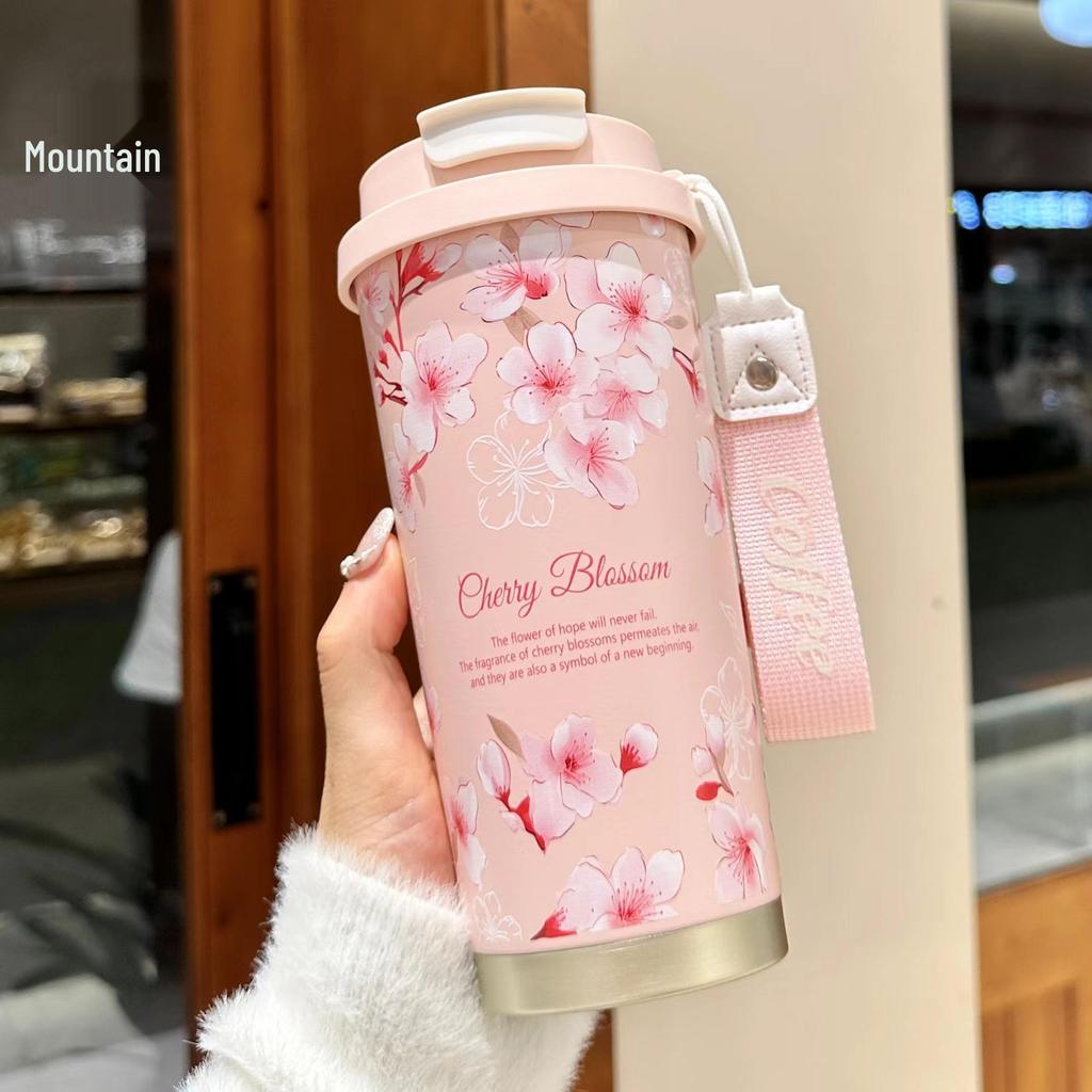 Isolerad Kaffemugg i Rostfritt Stål, Lily, för Resa: Sommarträdgårdsutgåva