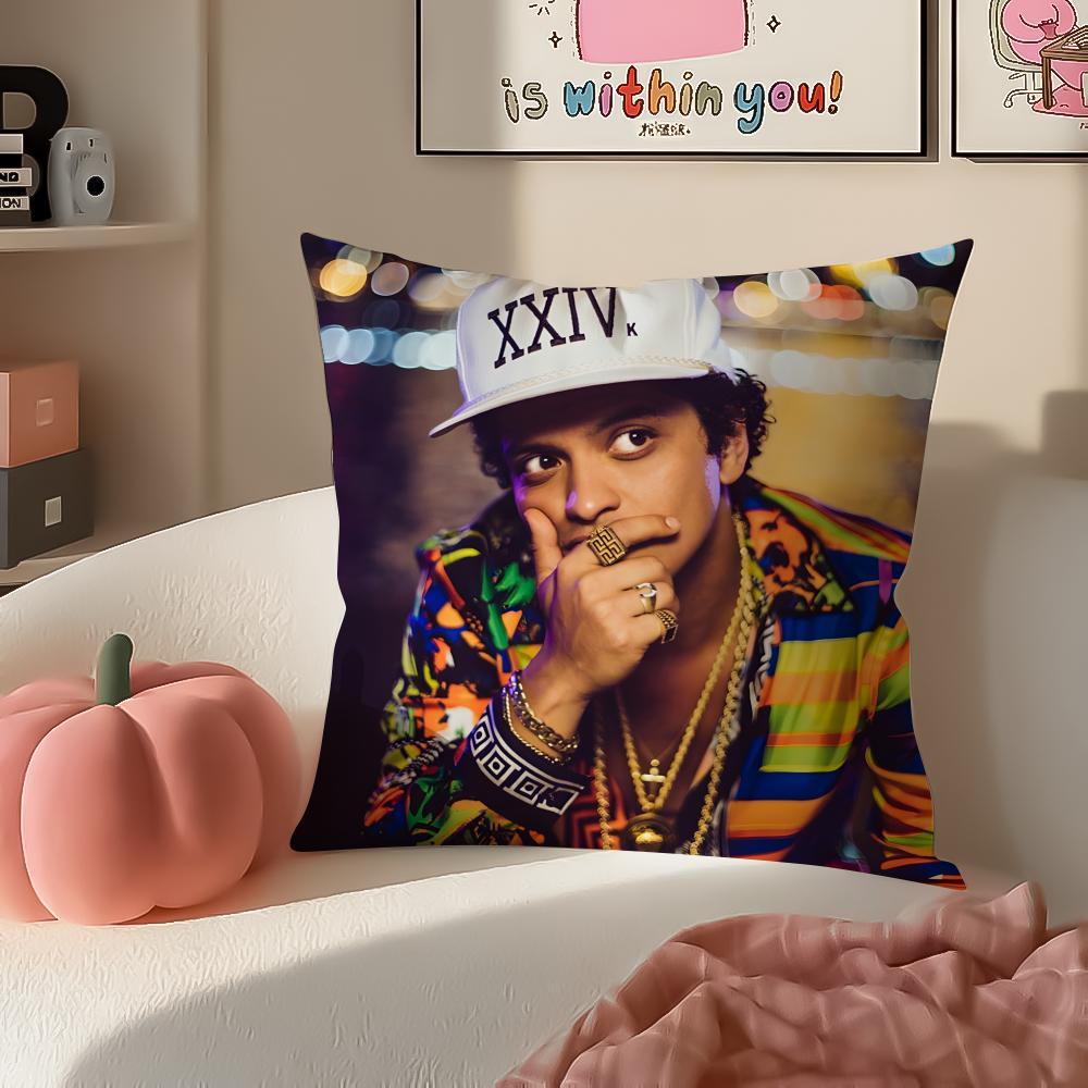 Classic Pop American Singer BBruno Mars Cushion Cover Pillowcase Short Plush Invisible zipper Room Sofa Cushion Cover