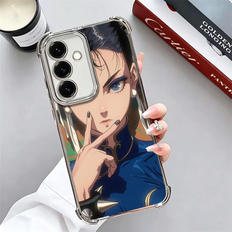 ChunLi S-Street F-FighterS Plating Phone Case For Samsung A17 A07 A37 A57 A16 A56 A15 A55 A14 A54 A13 A53 A26 A36 A25 A35 A24 A3