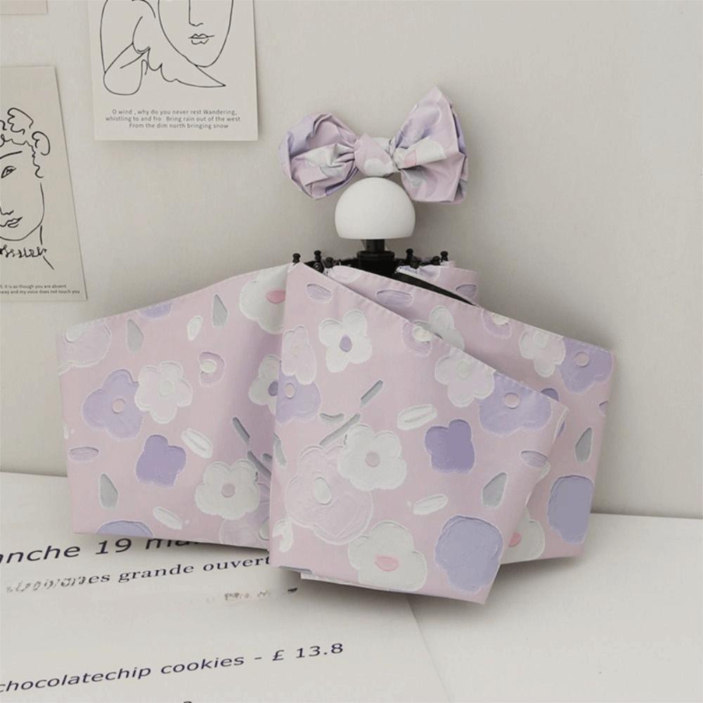 Purple Floral UV Protection Umbrella Vinyl Floral Umbrella Rain Umbrella for Girls Women